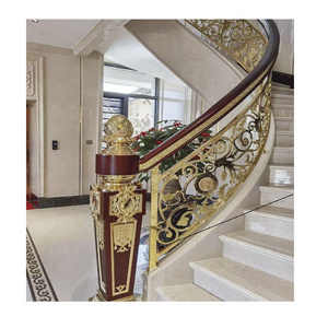 TAKA interior brass color metal aluminum carve staircase railing modern luxury stair railings