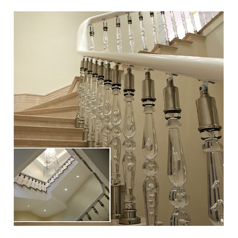 TAKA Crystal Modern Design Injection Molding Acrylic Stair Railing Post For Balcony/Staircase Baluster Railing