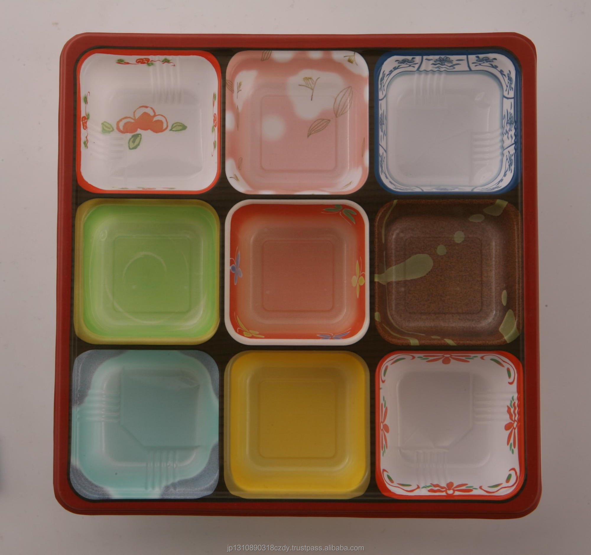 Japanese disposable lunch box bento box paper 9 compartments plates sushi restaurant takeaway delivery meal