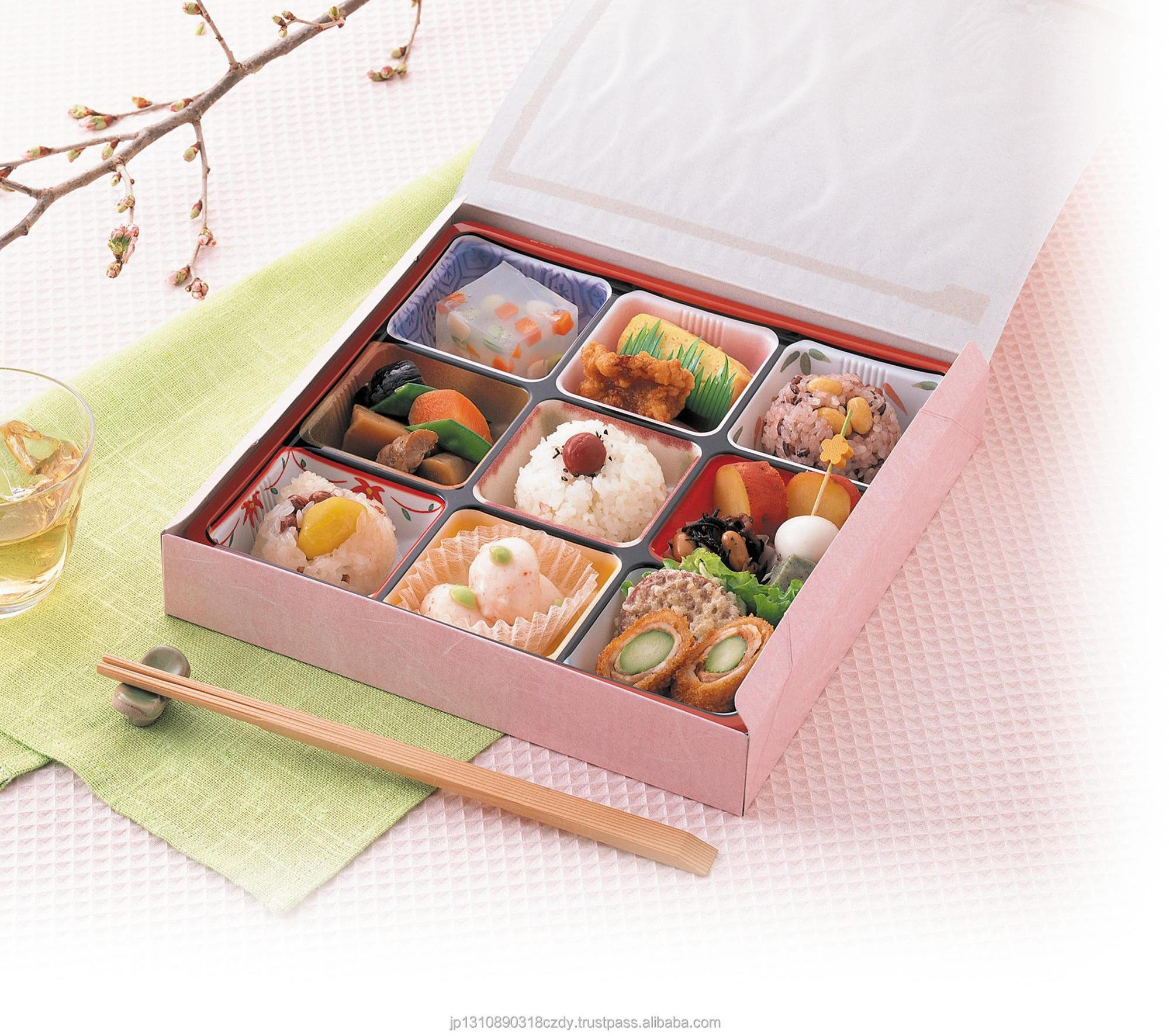 Japanese disposable lunch box bento box paper 9 compartments plates sushi restaurant takeaway delivery meal