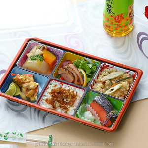 Cardboard rectangle 6 compartment disposable bento lunch box paper food box Japanese style paper food container color pattern