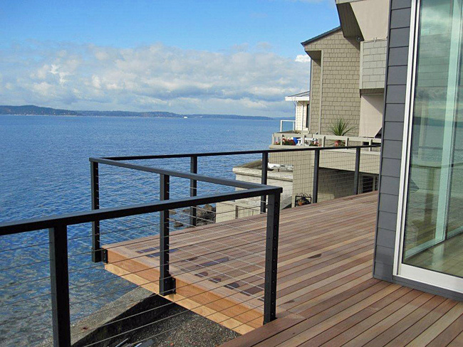 TAKA Stainless Steel veranda Cable Wire Railing with Black Quare Post Side Mounted Balcony diy cable railing post