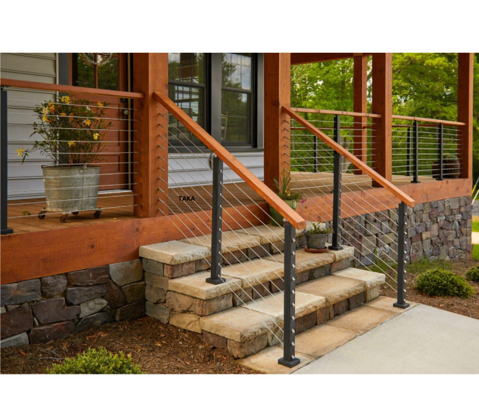 wire cable railing stainless steel black balustrade &wood handrail aluminum railing handrail fence