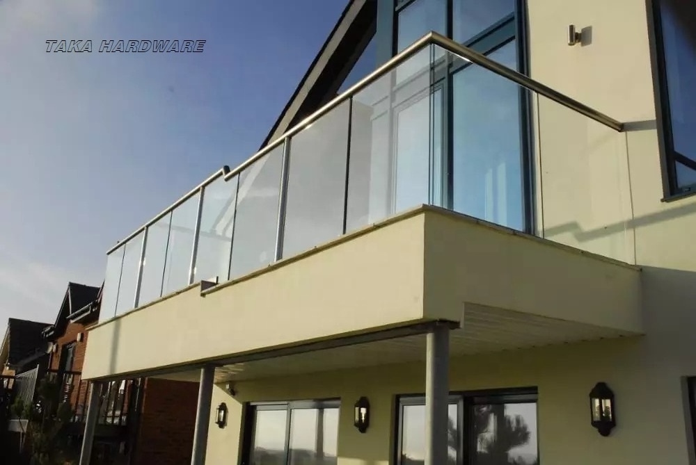 Exterior Balcony Aluminum U Channel Frameless Glass Railing System