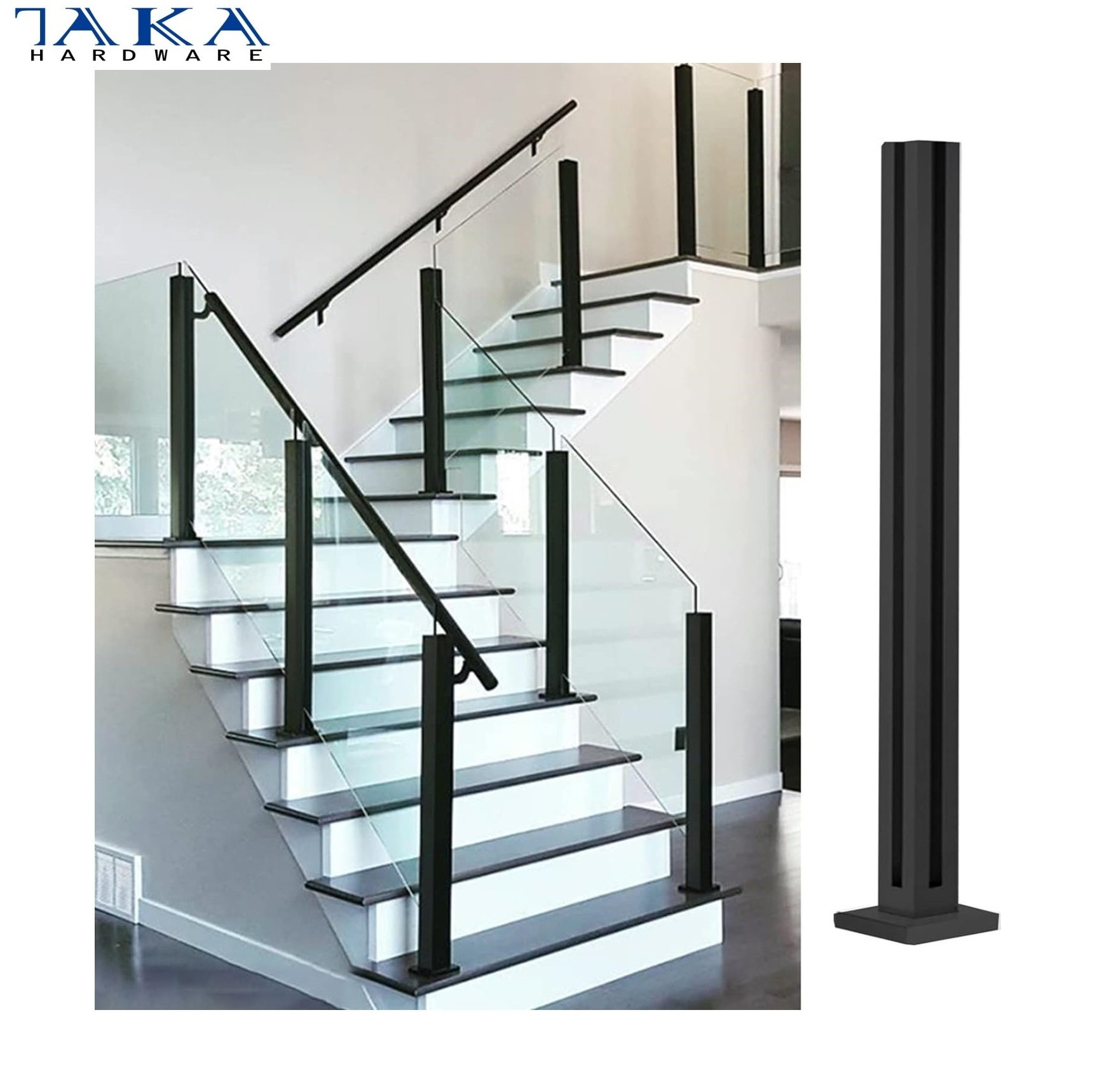 stainless steel frameless glass railing post Balcony outdoor slotted balcony stairs system hardwar railing post