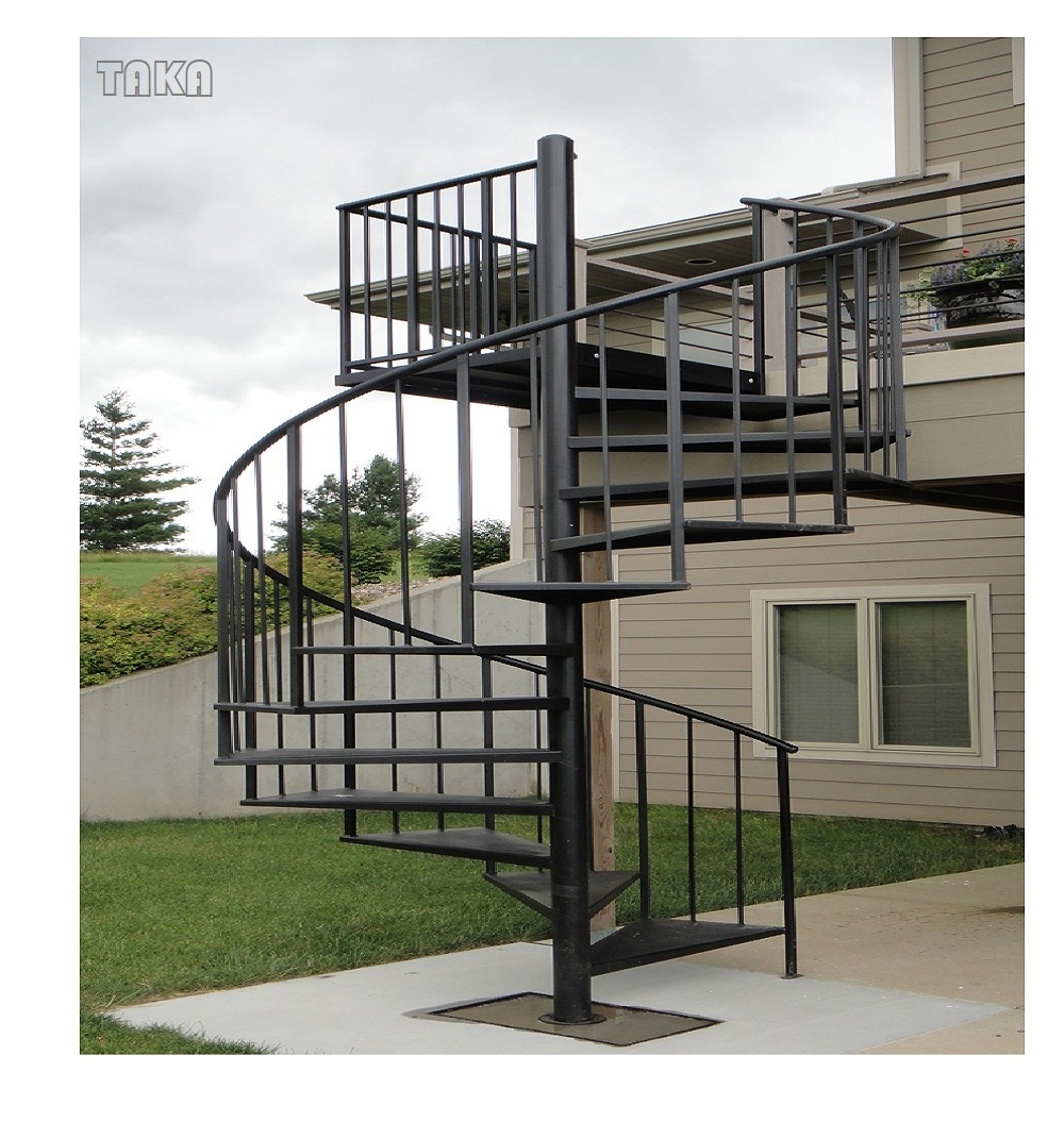 TAKA Outdoor galvanizing steel spiral staircase/wrought iron metal spiral staircase