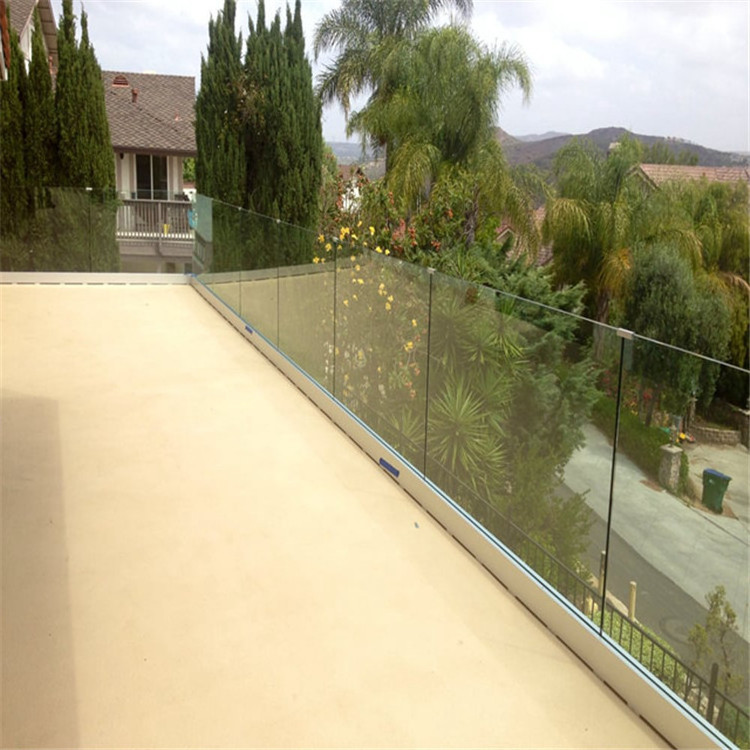 Balustrade Handrail Aluminium U Channel Base For Frameless Glass Balustrade Balcony Glass Railing U Channel Profile