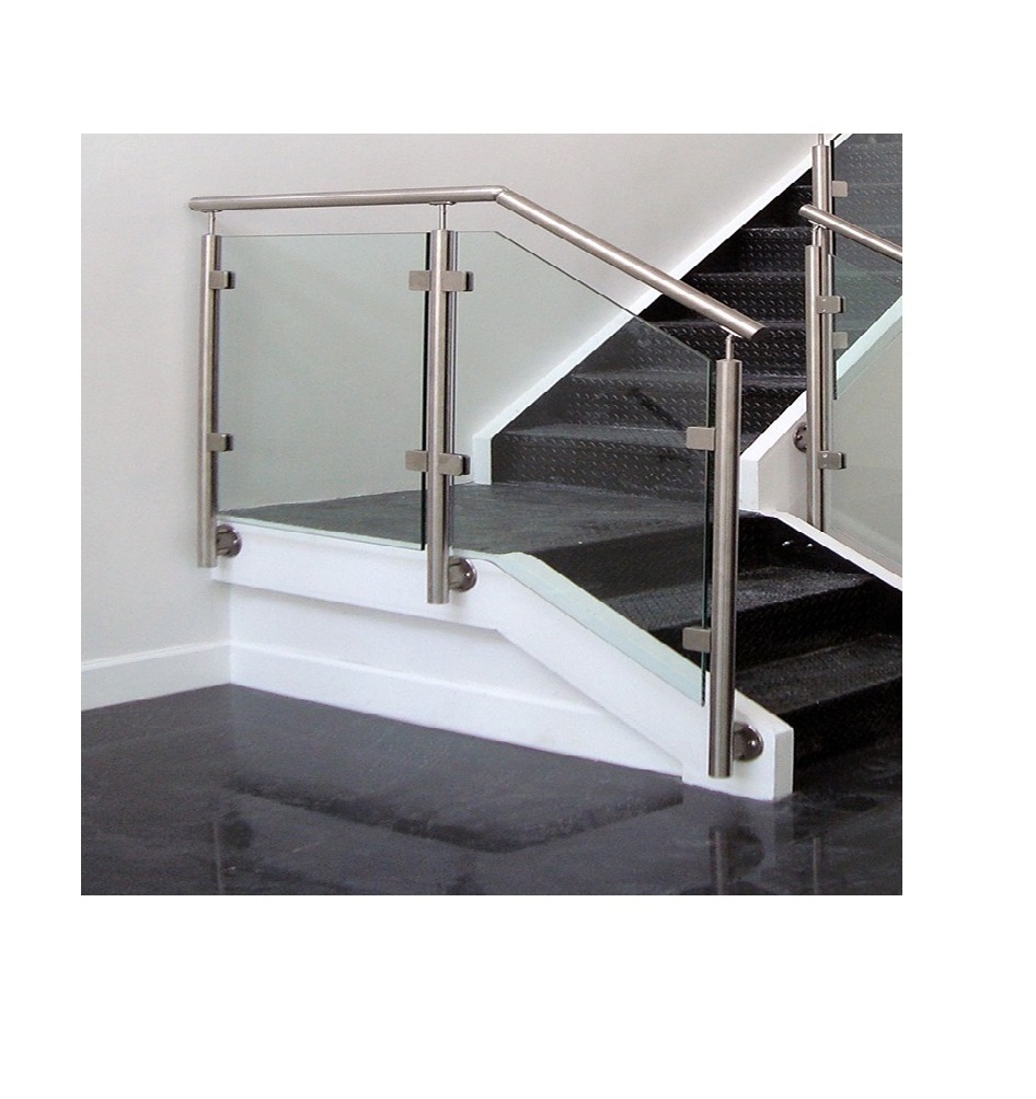 Home decoration handrail blaustrader column balcony deck stairs railing glass baluster post glass railing system