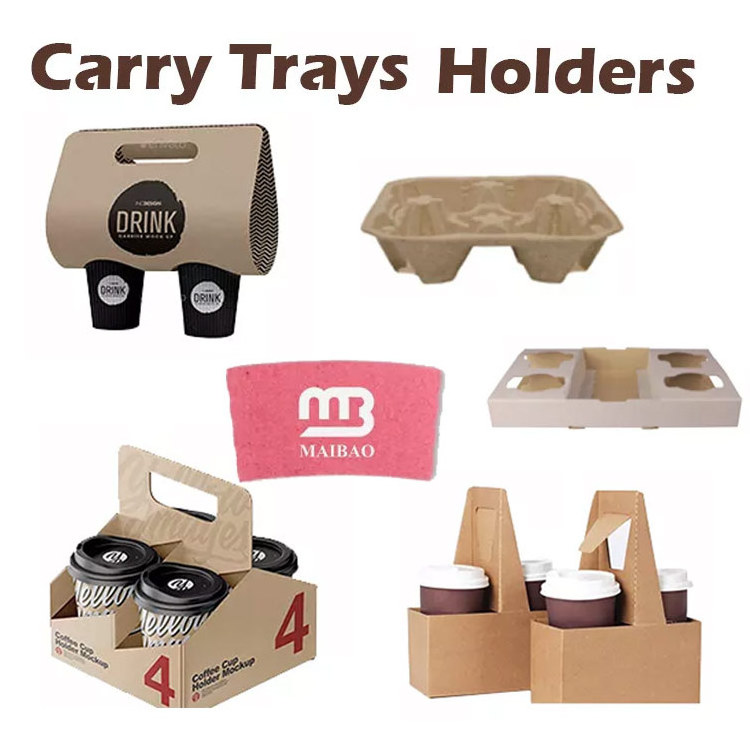 Customized take away hot drink cardboard paper cup with handle to go paper coffee cup disposable paper cup holder