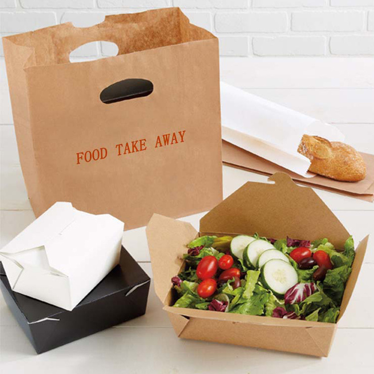 Wholesale Custom Packaging Square Extra Large Wide Base Bottom Kraft Paper Togo Bag with Handle For Pizza Restaurant Takeaway