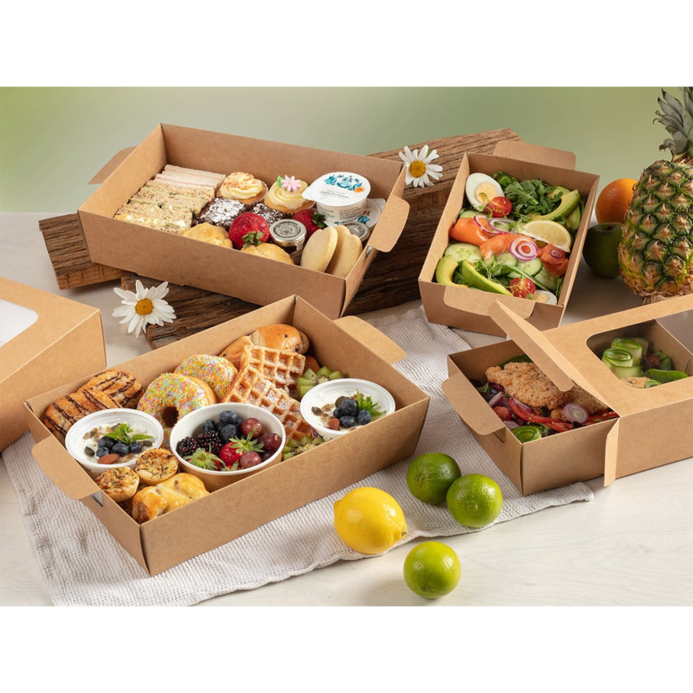 Burger Sandwich Portion Platter Breakfast Box with Serving Tray Insert for Delicatessen Cater Buffet Grazing Catering Brunch