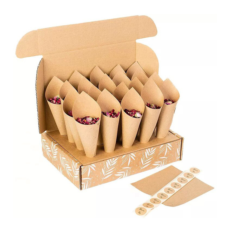 Food Kraft Mailer Box Ecofriendly Ice Cream French Fried Waffle Egg Confetti Cone Stand Box Trays 30 Holes Stand Tray Holder Box