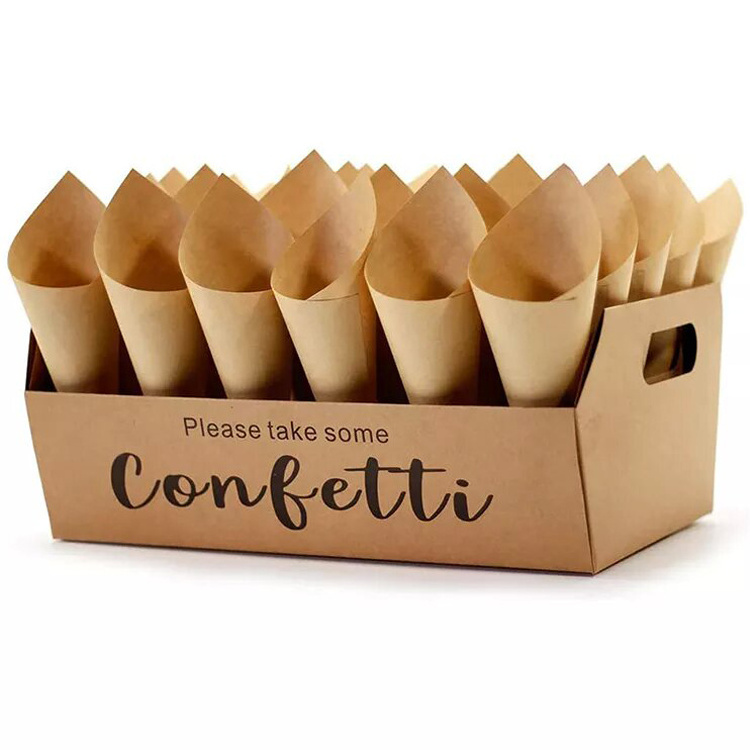 Food Kraft Mailer Box Ecofriendly Ice Cream French Fried Waffle Egg Confetti Cone Stand Box Trays 30 Holes Stand Tray Holder Box