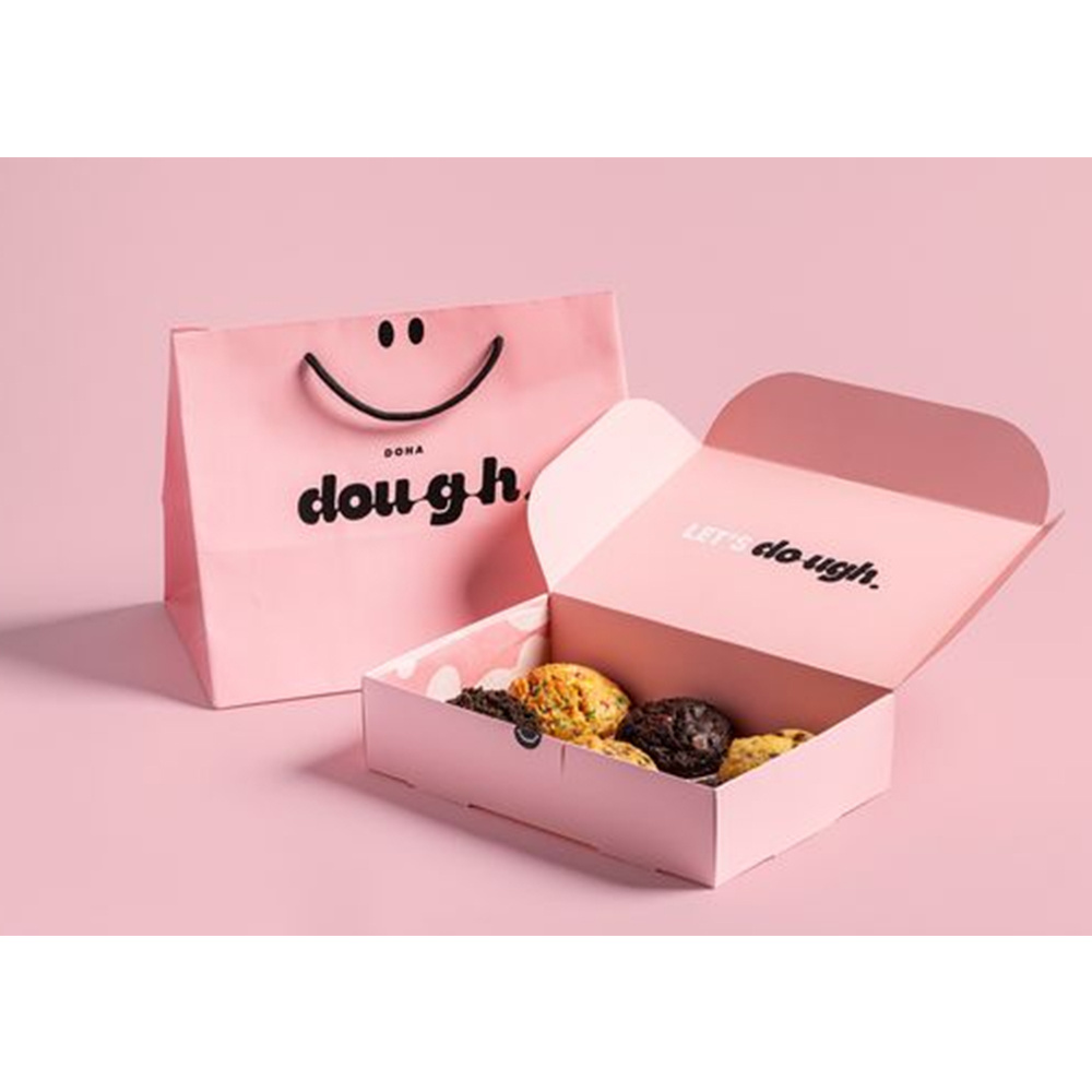 Takeaway Paper Bakery Pastry Boxes Donut Packaging with cups Holders Carriers Mini Cake Pie Slice Dessert Treat doughnut Boxes