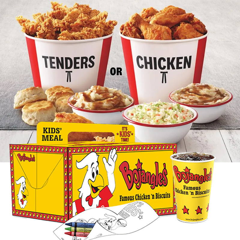 Custom logo food packaging kid's meal famous biscuit fried chicken Roast Wings bucket nugget sides gable box