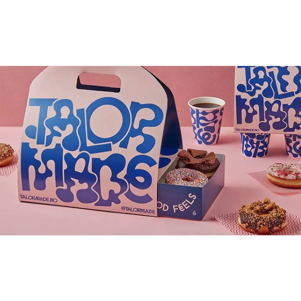 Takeaway Paper Bakery Pastry Boxes Donut Packaging with cups Holders Carriers Mini Cake Pie Slice Dessert Treat doughnut Boxes