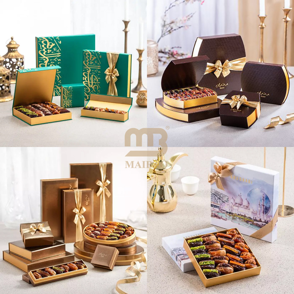 Saudi Arabic Luxury Chocolate Nut Baklava Dry Fruit Candy Dates Packaging Food Tray Ramadan Mubarak Kareem Favor Gift Paper Box