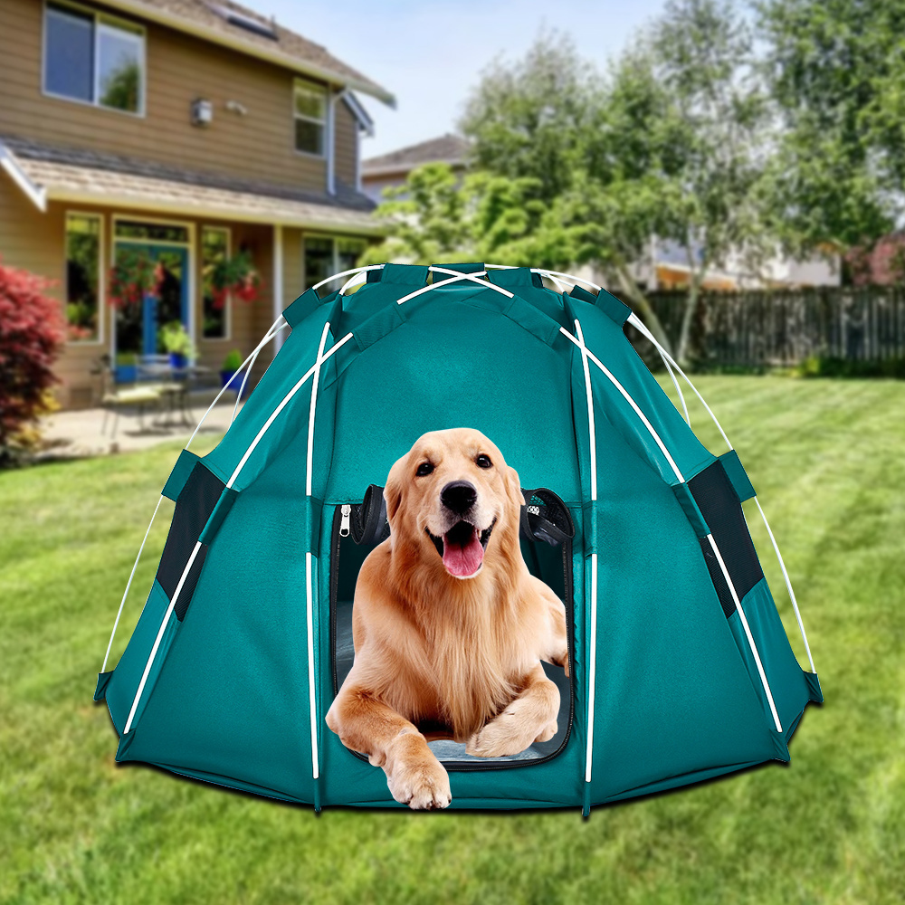 Pet Play Tent Big Green Portable Pop Up Pet Crate Dog Or Cat Show Tent For Pet Camping Hiking & Traveling