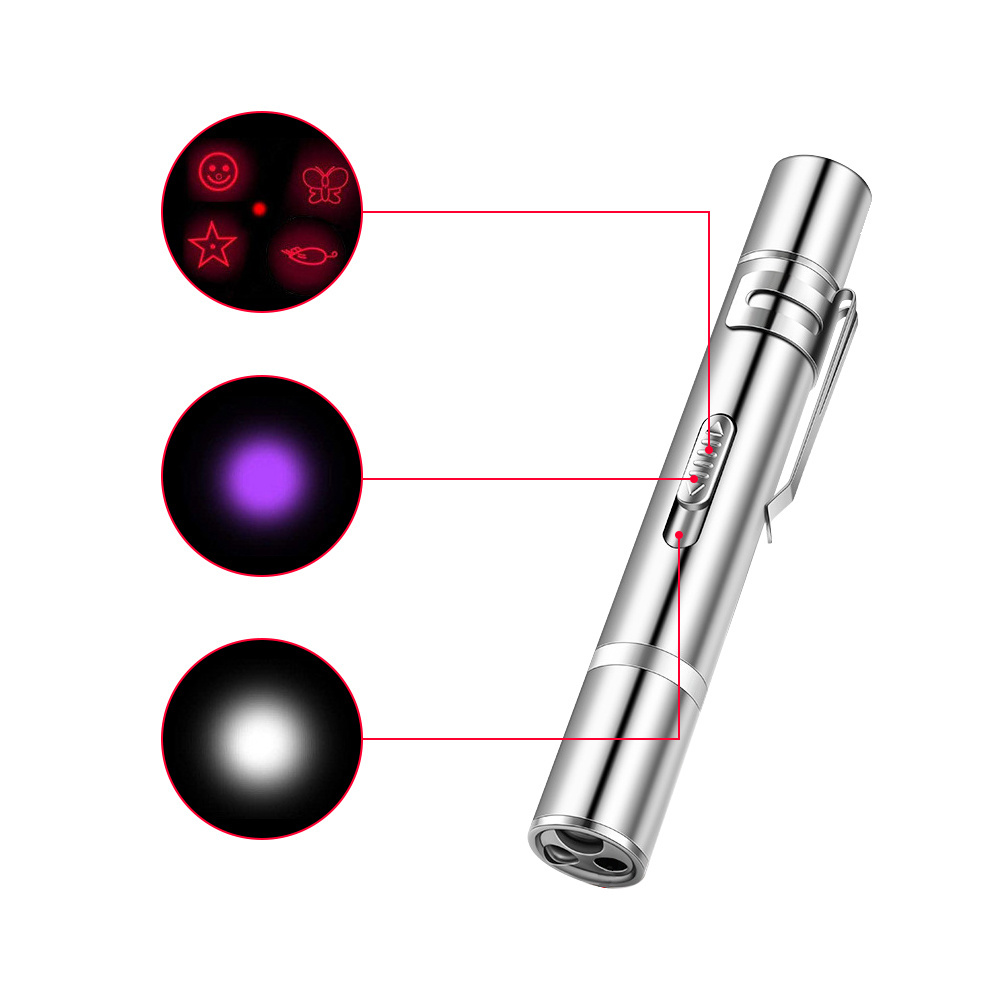 Funny Portable Red White Purple Dot Laser Three models Interactive Pet Cat Laser Toy