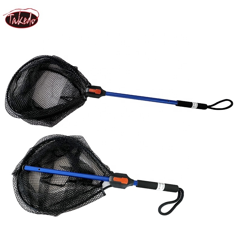 TAKEDO TK23909 Style2 Hot Sale Replacement Carp Fly Fishing Net Foldable Fishing Landing Net Aluminum Handle Rubber Fishing Nets