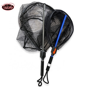 TAKEDO TK23909 Style2 Hot Sale Replacement Carp Fly Fishing Net Foldable Fishing Landing Net Aluminum Handle Rubber Fishing Nets