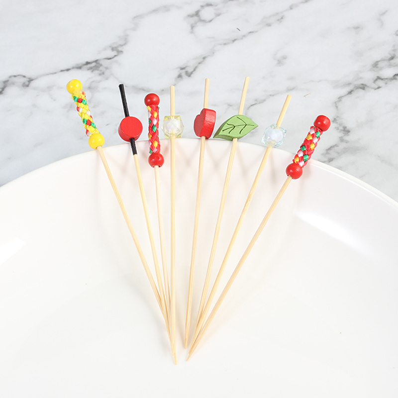 cocktail Picks bamboo Fruit Sticks Wooden Flamingo Tropical Cactus Palm Leaf Umbrella Firework Food Drink Picks for Party Home