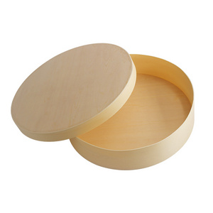 High Quality Biodegradable Wooden Round Take Out Cheese Grazing Charcuterie Fruit Cake Salad Christmas Gift Box Food Containers