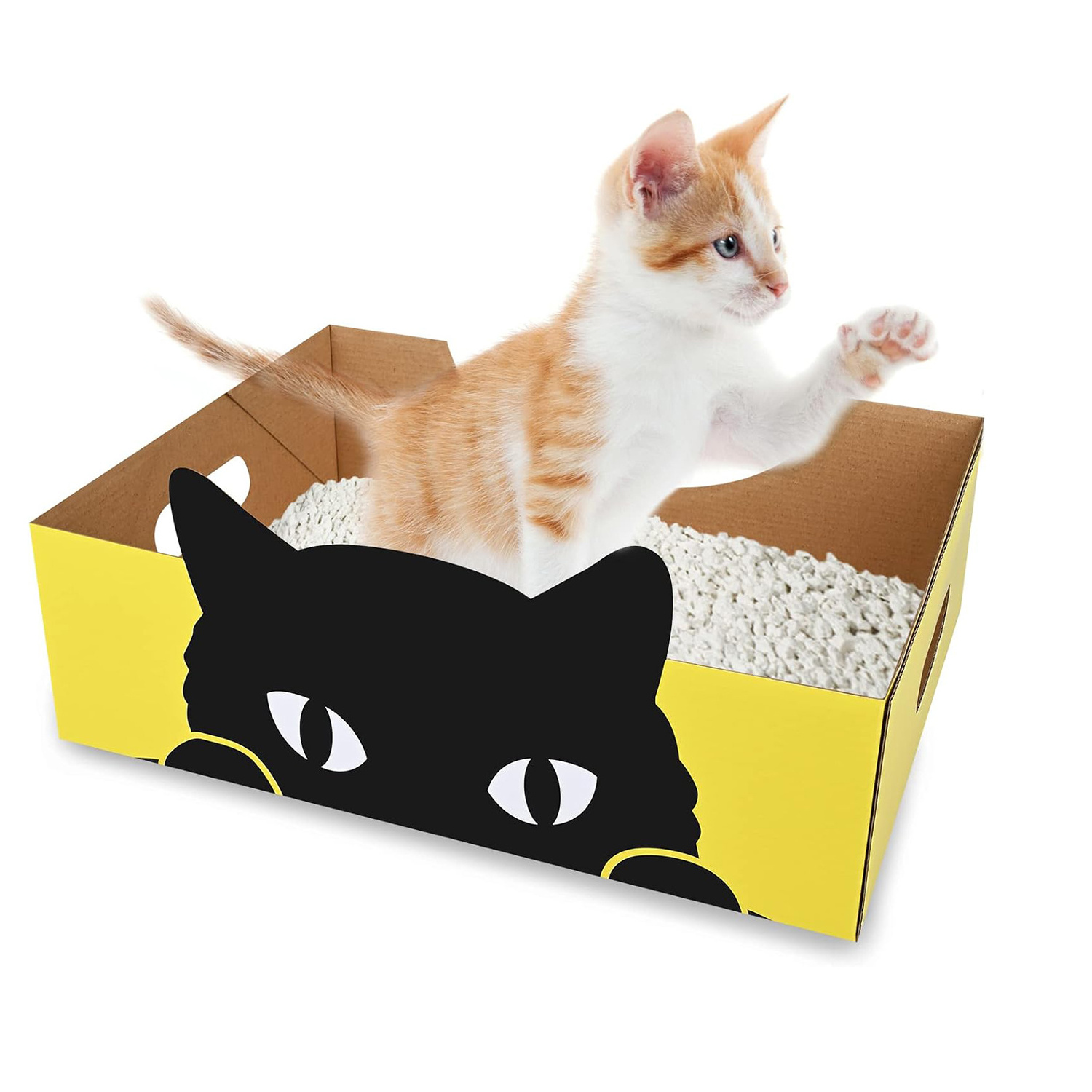 Customizable eco-friendly disposable cardboard paper cat litter box portable travel