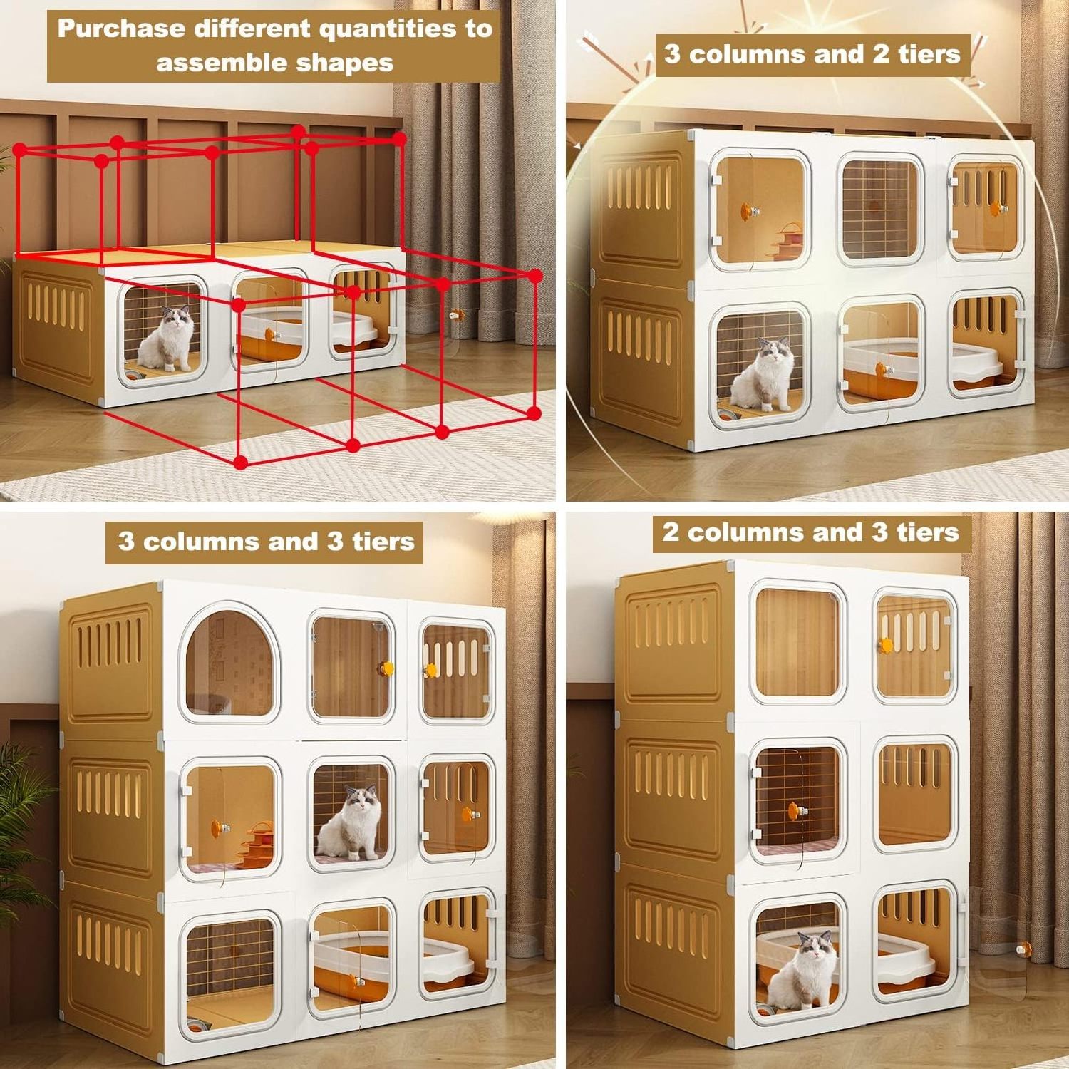 Hot Sale Cute Cat House Cat Cage with Litter Box Indoor DIY Cat Playpen for Pet