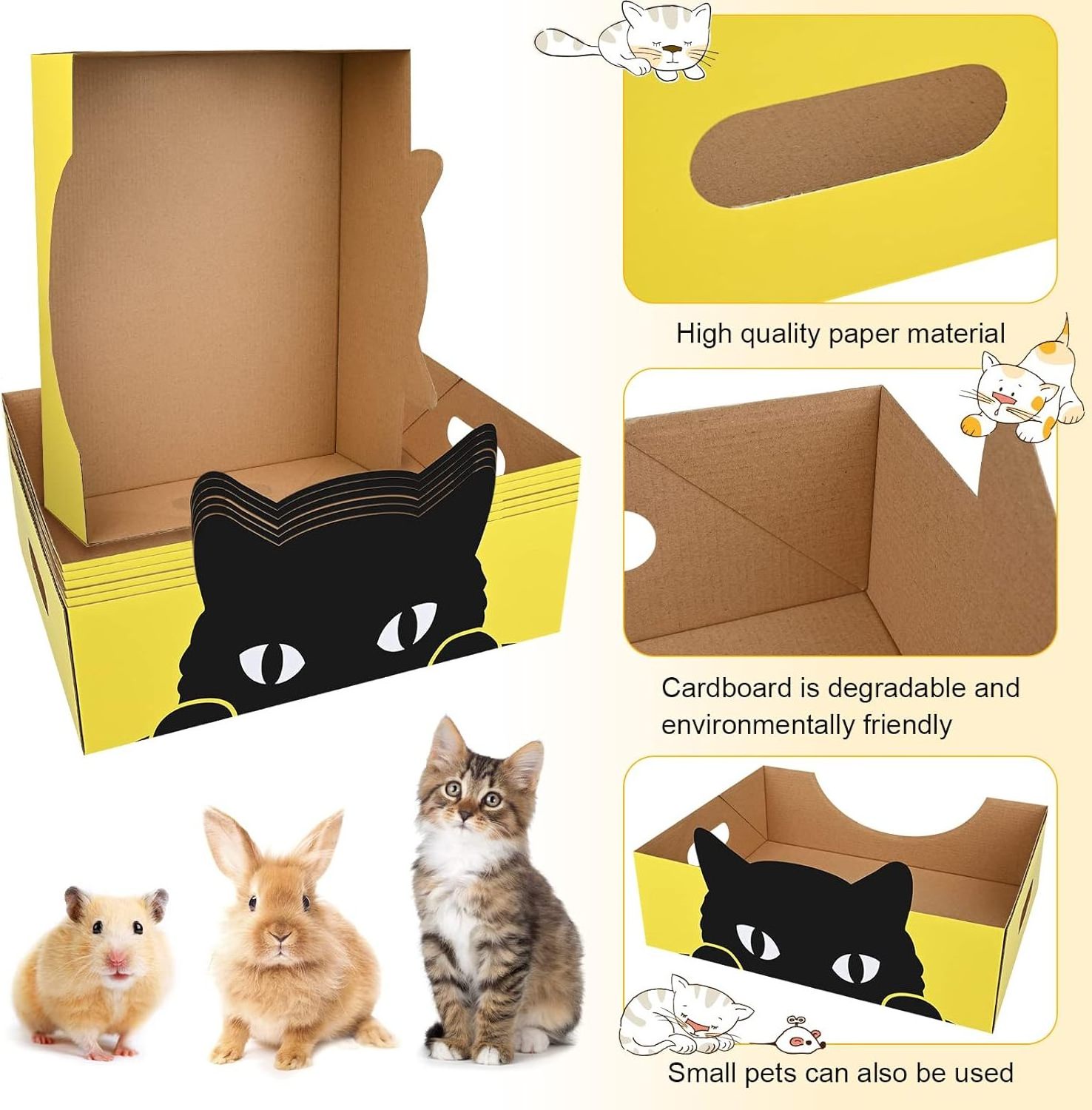 Customizable eco-friendly disposable cardboard paper cat litter box portable travel