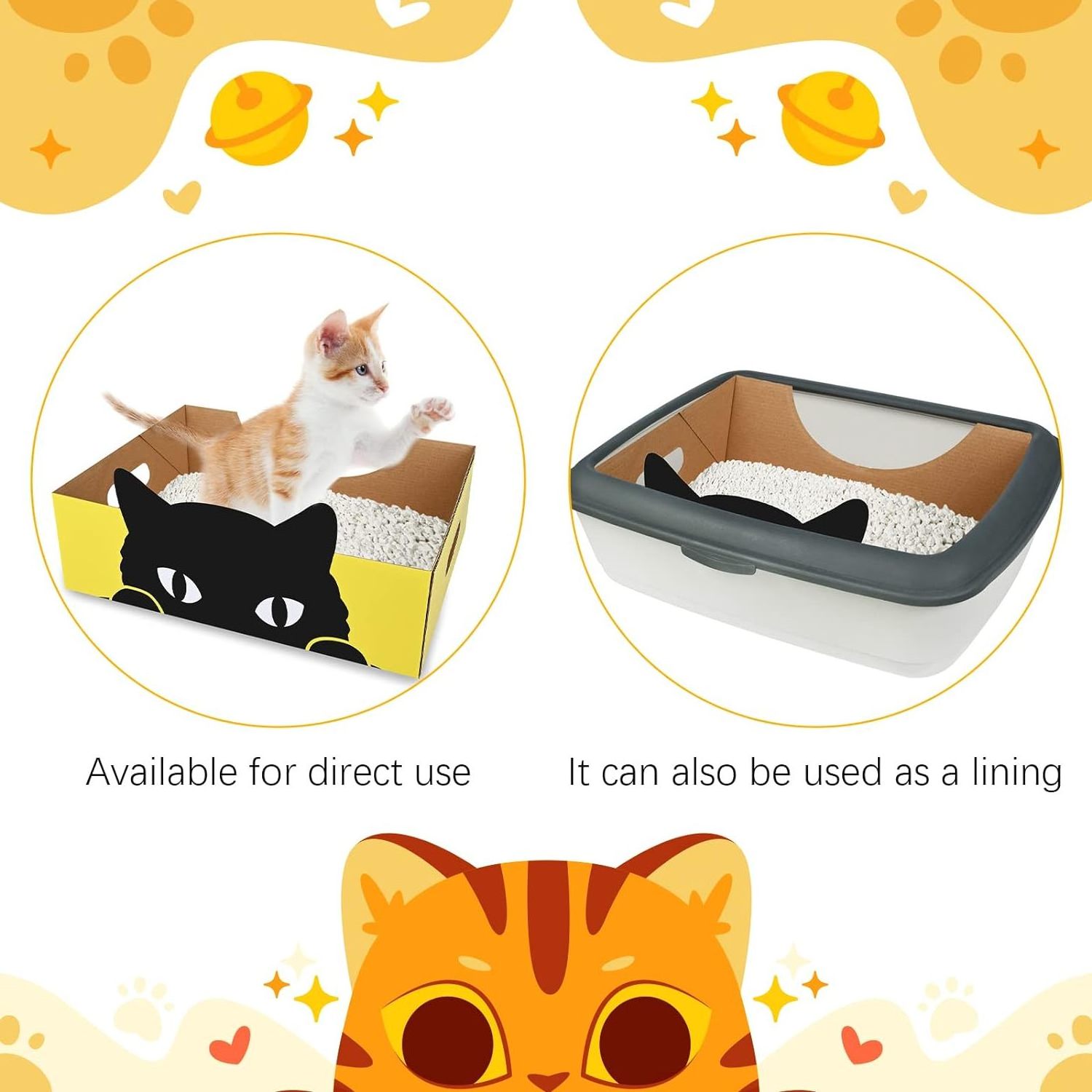 Customizable eco-friendly disposable cardboard paper cat litter box portable travel