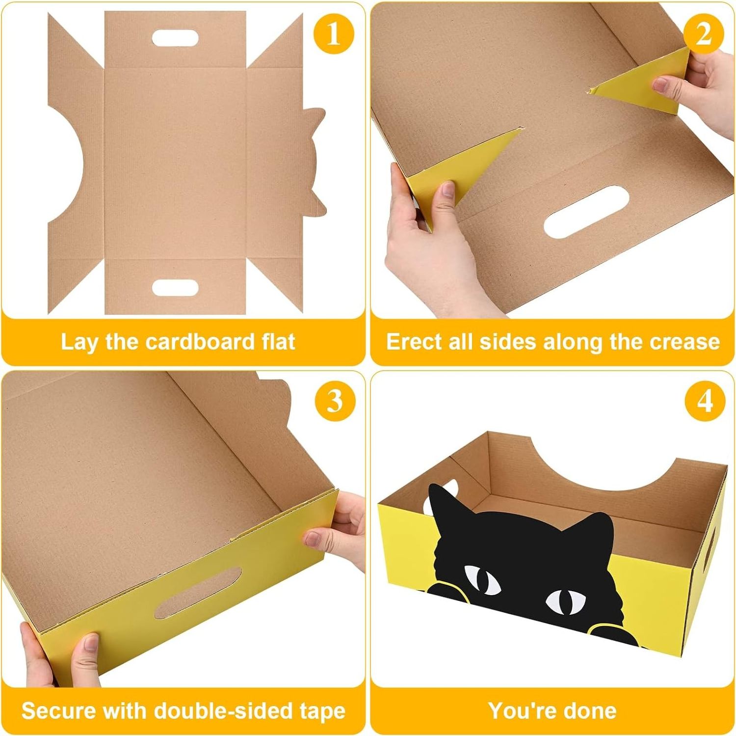 Customizable eco-friendly disposable cardboard paper cat litter box portable travel