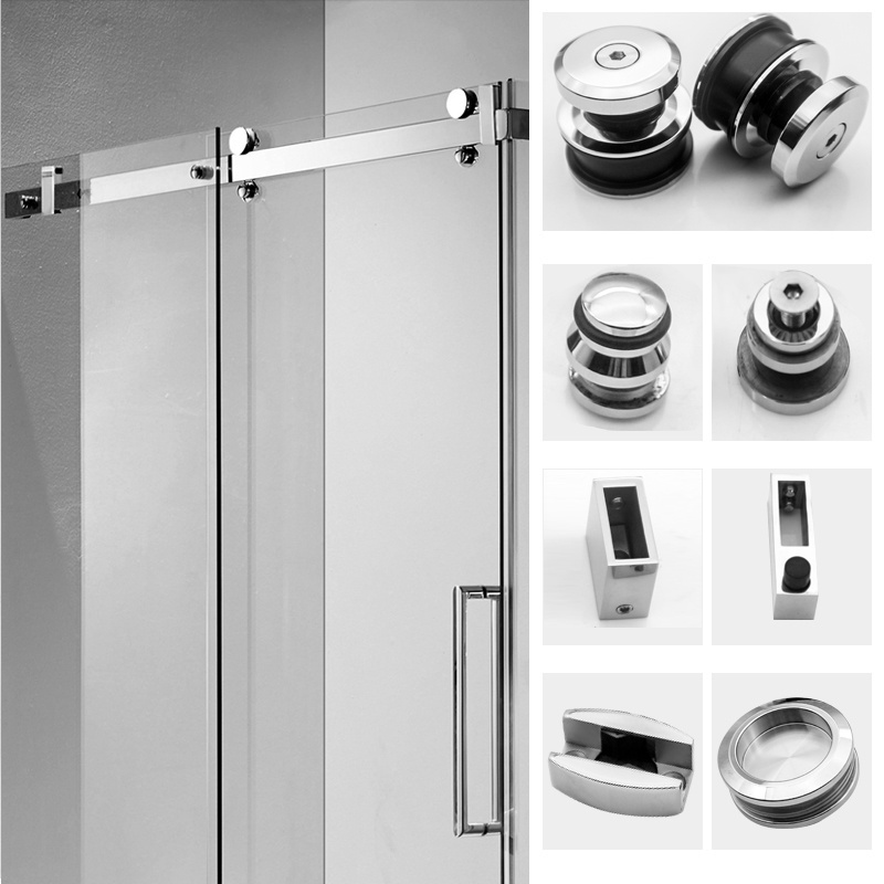 Shower roller sliding glass hardware with wire bathroom barn door kit