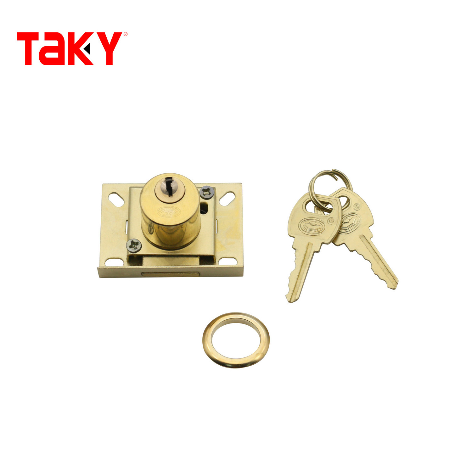 Tak-808 Pin Tumbler Drawer Lock- Brass in color gold cabinet lock