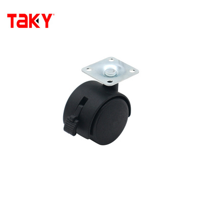 1/1.5/2 inch swivel twin wheel caster with brake chair casters