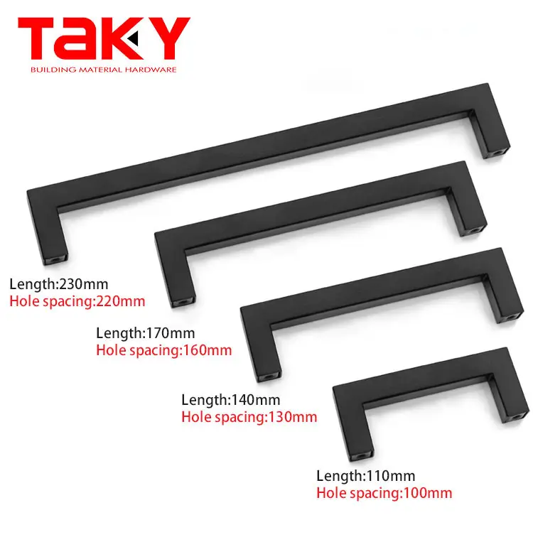 New black bedroom kitchen square cabinet handles hardware for furniture drawer cupboard handles