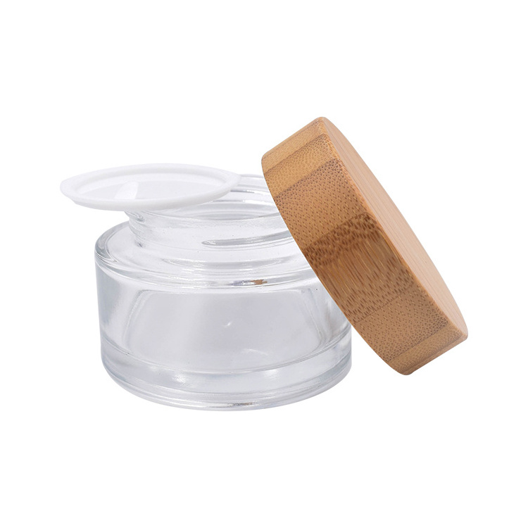 Skin Care Packaging Skincare Container Glass Jar Oil Packaging Wholesale Cream Cosmetic Glass Jar Recyclable Bamboo Packaging