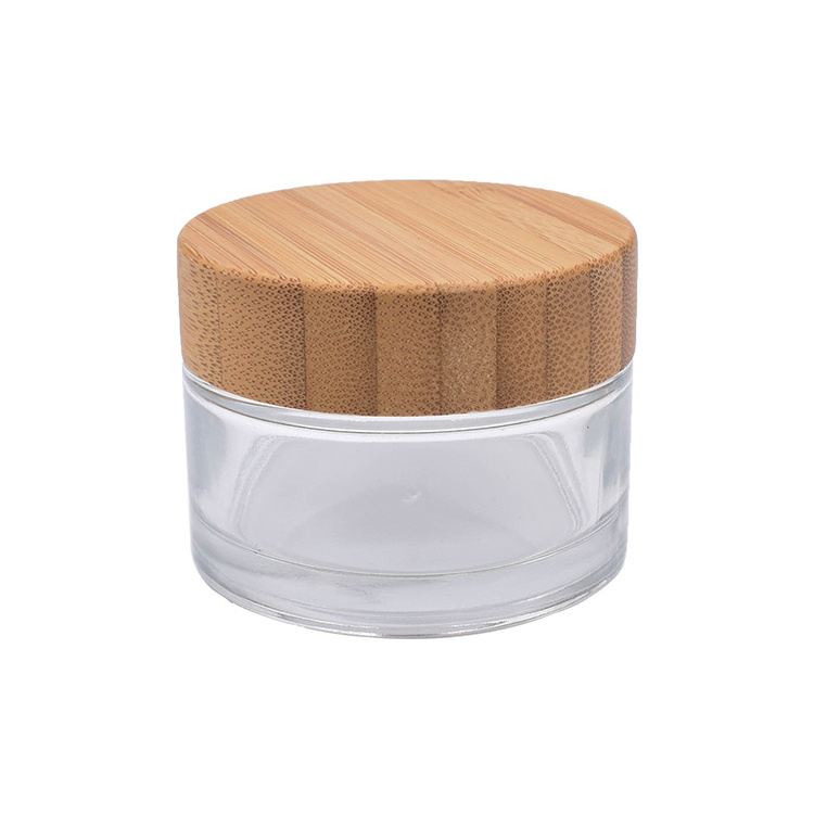 Skin Care Packaging Skincare Container Glass Jar Oil Packaging Wholesale Cream Cosmetic Glass Jar Recyclable Bamboo Packaging