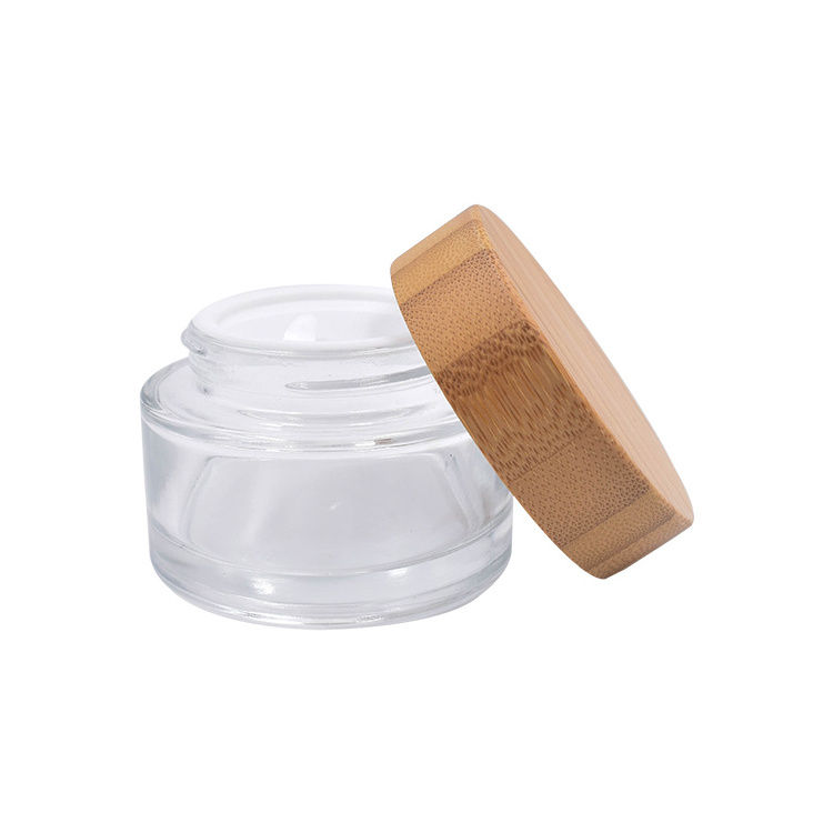 Skin Care Packaging Skincare Container Glass Jar Oil Packaging Wholesale Cream Cosmetic Glass Jar Recyclable Bamboo Packaging