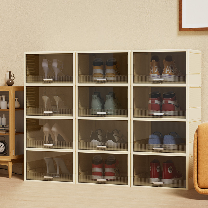 Shoe Organizer Stackable Container Integrated installation-free folding shoe rack plastic shoe cabinet storage