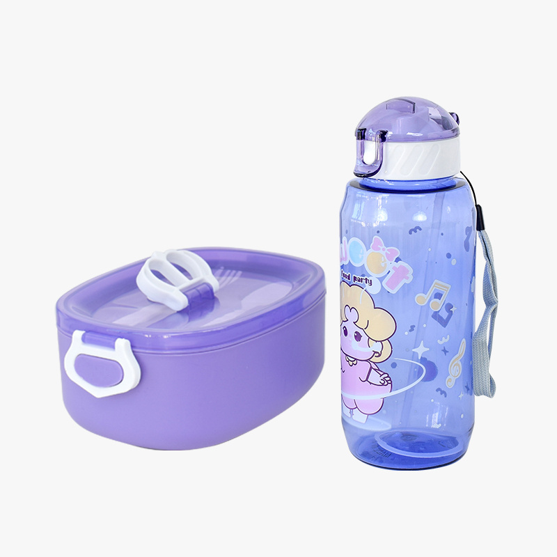 cheap  kids plastic children food container cute lunch box and water bottle set for school with cutlery