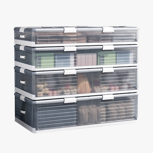 oem china wholesale Underbed Foldable Storage clothing Box Organizer transparent stackable Plastic container for clothes toys