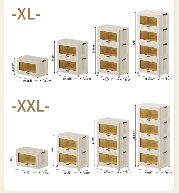 Stackable Pp Big Plastic Boxes Closet Drawers For Storage Folding Container Bin Box Clothes Toys Organizer