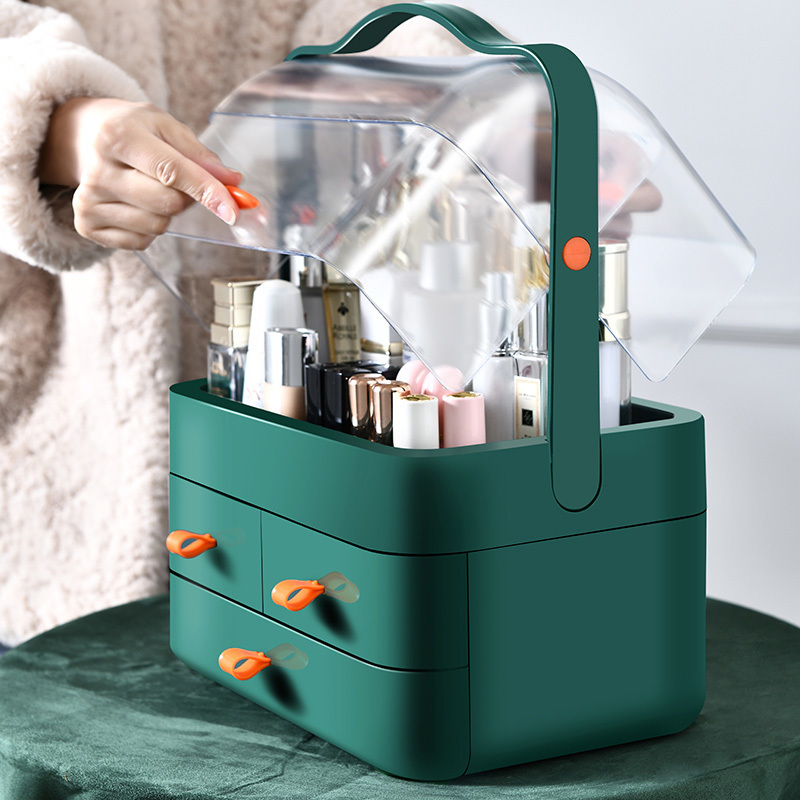 desk plastic Cosmetic Organizer Box vanity Bathroom Desktop Beauty Makeup box case Skin Care Storage with Drawer