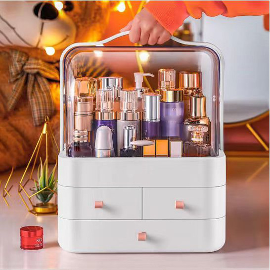 desk plastic Cosmetic Organizer Box vanity Bathroom Desktop Beauty Makeup box case Skin Care Storage with Drawer