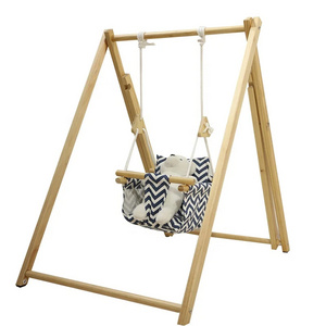 Comfortable Baby Swing Bed Wooden Hanging Swing Chair With Stand