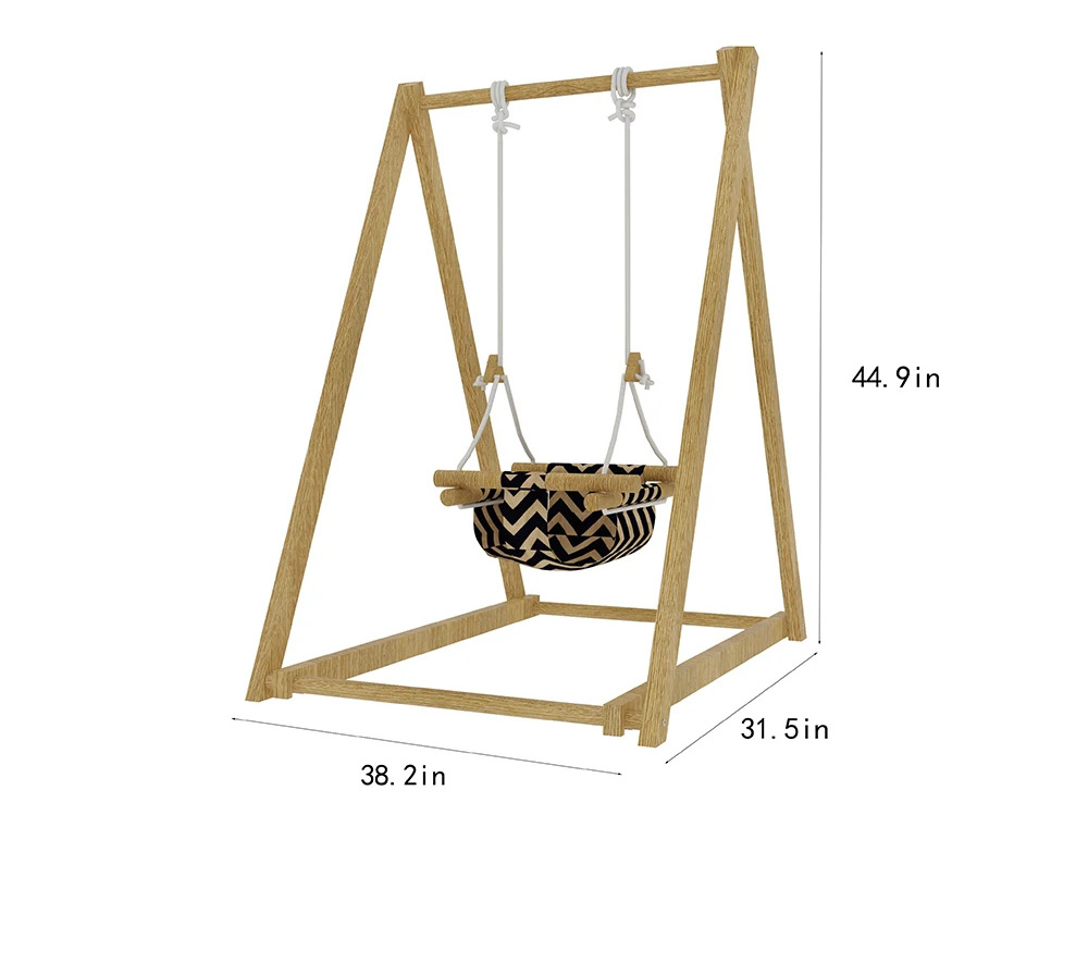 Comfortable Baby Swing Bed Wooden Hanging Swing Chair With Stand