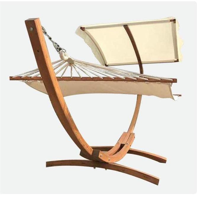 Folding Rocking Curved Larch Wooden Swing Hammock Chair With Stand