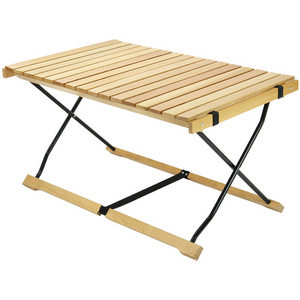 Outdoor Portable Picnic BBQ Folding Roll Wood Camping Table