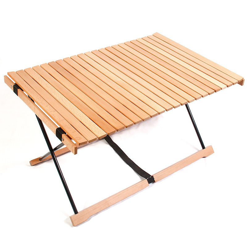 Outdoor Portable Picnic BBQ Folding Roll Wood Camping Table